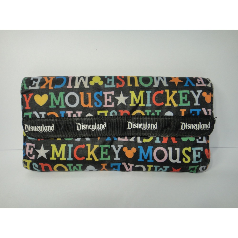 Disneyland Resort Mickey Mouse Trifold Wallet Multicolor Nylon Black Zipper Pull